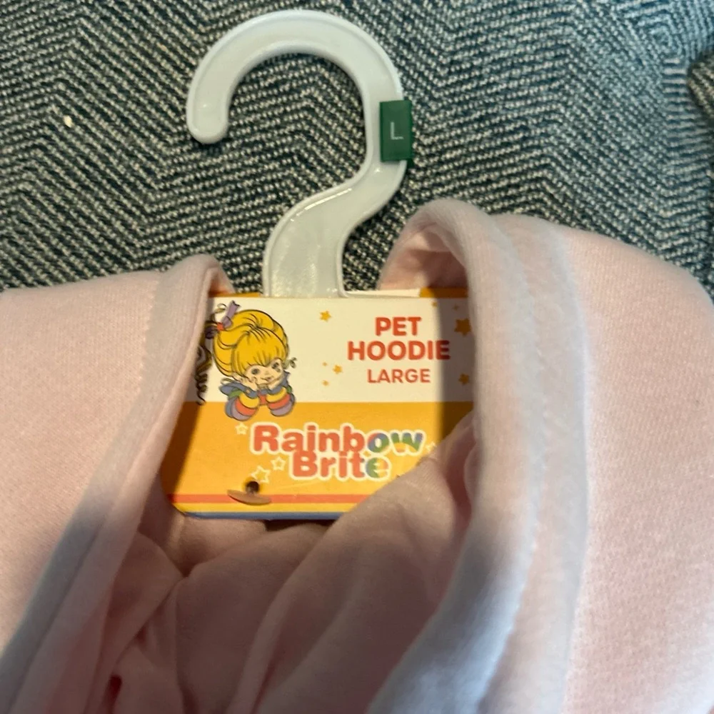 Rainbow Brite Pink Dog Hooded Sweatshirt Pet Hoodie Size Large- NWT